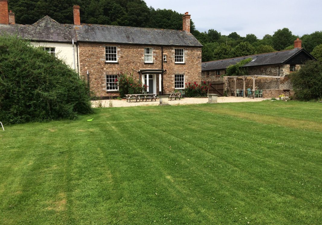 Large back garden at Duvale Priory in the Devon valley